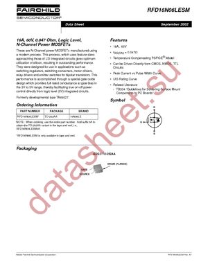 RFD16N06LESM9A datasheet  